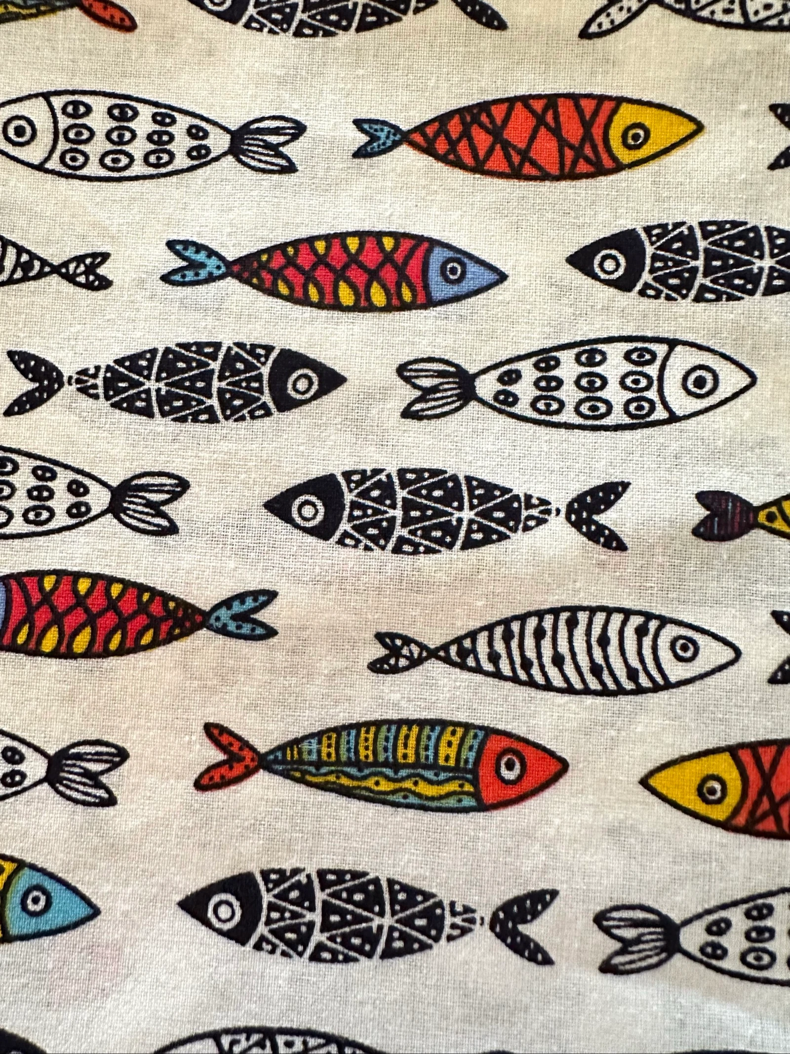 Chute coton motif poisson